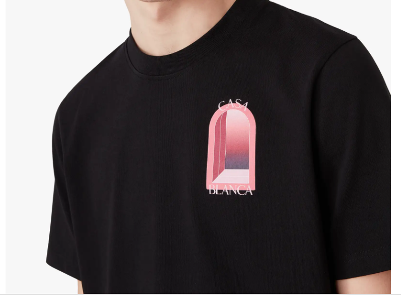 T‑shirt à manches courtes noir et rose Arches Casablanca