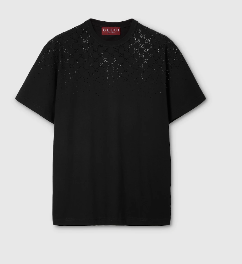 T-shirt en jersey coton avec cristaux Gucci